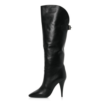 SAINT LAURENT Lambskin Koller 110 Tall Boots 36.5 Black