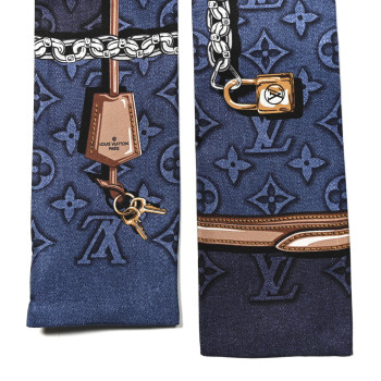 LOUIS VUITTON Silk Denimgram Confidential Bandeau Denim Blue