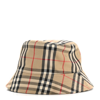 BURBERRY Technical Cotton Vintage Check Bucket Hat S Archive Beige