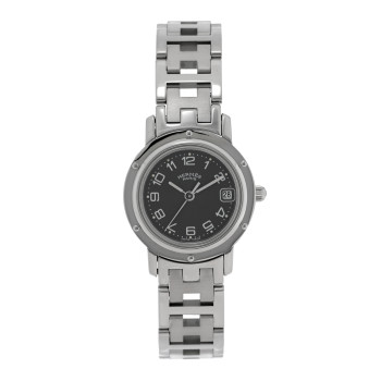 HERMES Stainless Steel 24mm Clipper Quartz Watch Grey