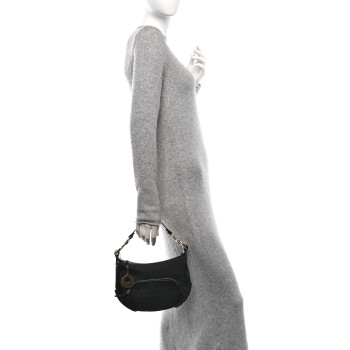 FENDI Zucchino Cuoio Chef Pocket Shoulder Bag Black