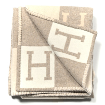 HERMES Wool Cashmere Avalon III Blanket Coco Camomille