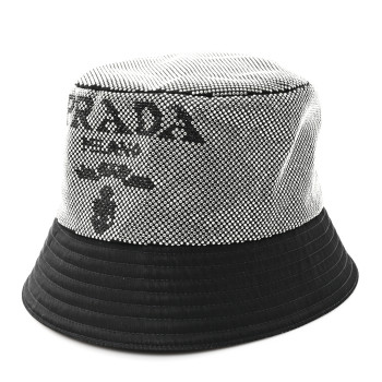 PRADA Crystal Tessuto Bucket Hat M Black Acciaio