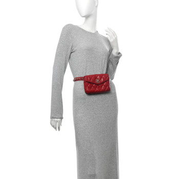 CHANEL Lambskin Quilted Flap Waist Belt Bag 75 30 75 30 Red