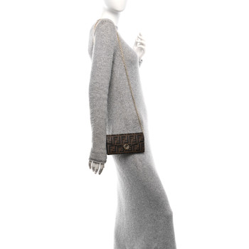 FENDI Vitello Soft F is Fendi Bi-Color FF 1974 Embossed Continental Envelope Wallet On Chain Maya Black