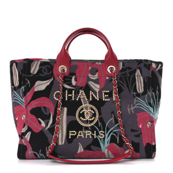 CHANEL Velvet Calfskin Medium Deauville Tote Pink Multicolor