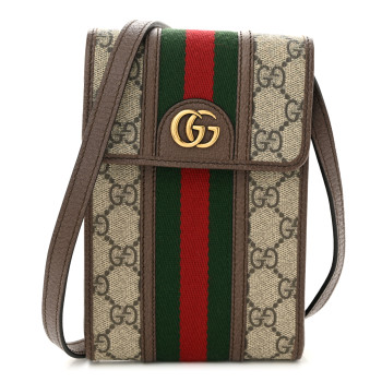 GUCCI GG Supreme Monogram Web Mini Ophidia Crossbody Bag Beige New Acero