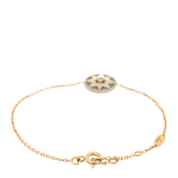 CHRISTIAN DIOR 18K Yellow Gold Diamond Turquoise Rose des Vents Bracelet