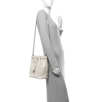 PRADA Vitello Daino Soft Drawstring Bucket Bag White