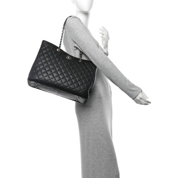 CHANEL Caviar Quilted Large Shopping Tote Black