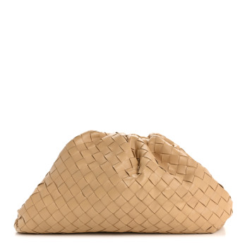 BOTTEGA VENETA Nappa Maxi Intrecciato The Pouch Oversized Clutch Almond