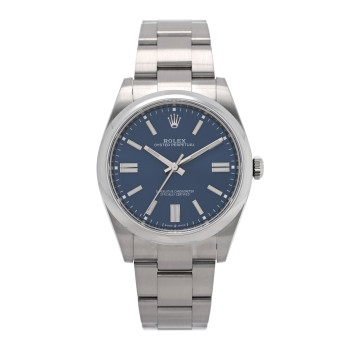 ROLEX Stainless Steel 41mm Oyster Perpetual Watch Bright Blue 124300