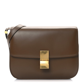 CELINE Smooth Calfskin Medium Classic Box Flap Bag Camel