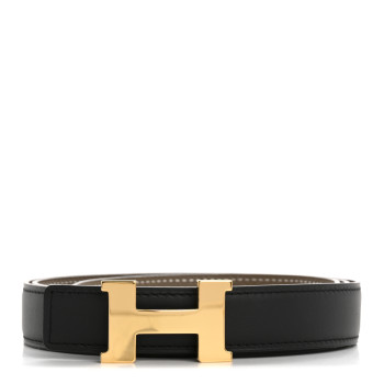HERMES Swift Epsom 24mm Mini Constance H Belt 100 40 Black Etoupe