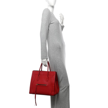 CELINE Grained Baby Calfskin Medium Phantom Luggage Carmin