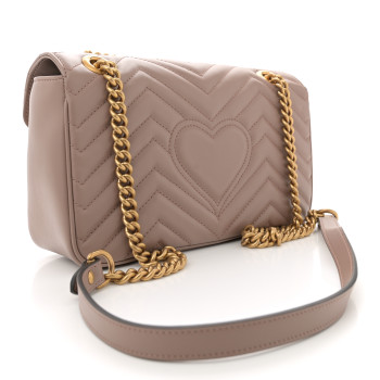 GUCCI Calfskin Matelasse Small GG Marmont Shoulder Bag Porcelain Rose