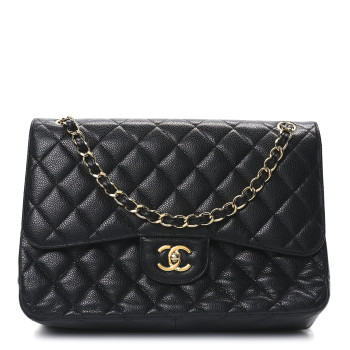 CHANEL Caviar Quilted Jumbo Double Flap Black