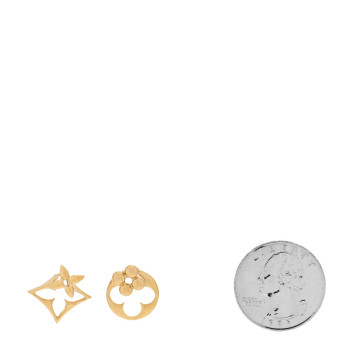 LOUIS VUITTON Metal LV Flowergram Earrings Gold