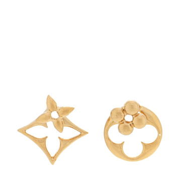 LOUIS VUITTON Metal LV Flowergram Earrings Gold