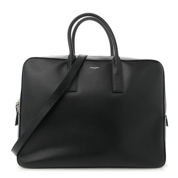SAINT LAURENT Grain de Poudre Large Museum Briefcase Black