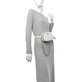 PRADA Saffiano Lux Odette Belt Bag White