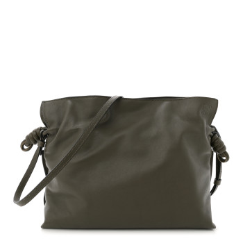 LOEWE Nappa Calfskin Medium Flamenco Knot Clutch Avocado Green