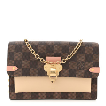 LOUIS VUITTON Damier Ebene Vavin Chain Wallet Creme