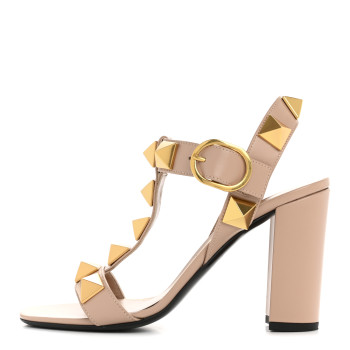 VALENTINO GARAVANI Calfskin Roman Stud 90mm Sandals 37 Rose Cannelle