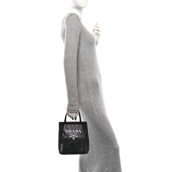 PRADA Sequin Rete Paillettes Small Tote Bag Black