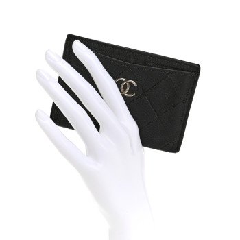 CHANEL Caviar Quilted Card Holder Black