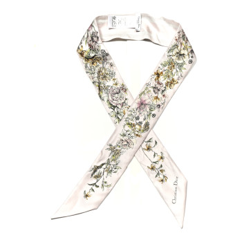 CHRISTIAN DIOR Silk Twill D-Floral Mitzah Scarf Pink