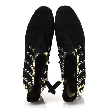 VALENTINO GARAVANI Suede Rockstud 100 Ankle Boots 38 Black