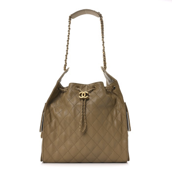 CHANEL Caviar Quilted Medium Chanel 25 Handbag Dark Beige