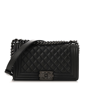 CHANEL Caviar Quilted Medium Boy Flap So Black