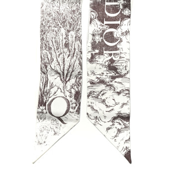 CHRISTIAN DIOR Silk ABCDior "Q" Mitzah Scarf Grey