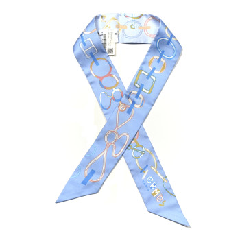 HERMES Silk Do Re Boucles Twilly Bleu Ciel Blue Cob