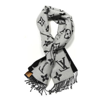 LOUIS VUITTON Wool Simply LV Scarf Black