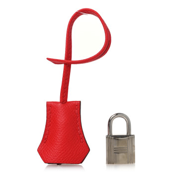 HERMES Epsom Lock and Key Clochette Set  Rouge De Cour