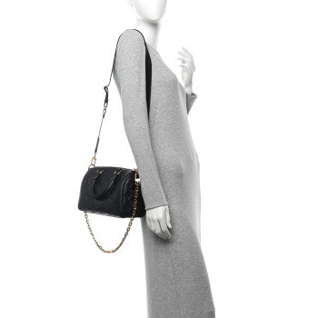 LOUIS VUITTON Lambskin Embossed Monogram Speedy 22 Bandouliere Black