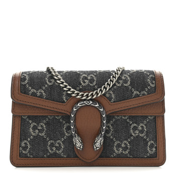 GUCCI New Denim GG Monogram Dollar Calfskin Enamel Super Mini Dionysus Shoulder Bag Blue Tea Cuir Epilog Electric Blue
