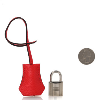 HERMES Epsom Lock and Key Clochette Set  Rouge De Cour