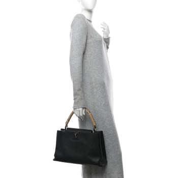 LOUIS VUITTON Taurillon Snakeskin Capucines MM Black