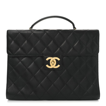 CHANEL Caviar Quilted Briefcase Laptop Bag Black