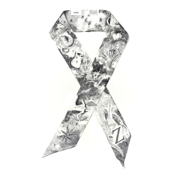 CHRISTIAN DIOR Silk ABCDior "Z" Mitzah Scarf Bleu Marine