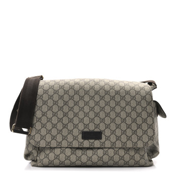 GUCCI GG Plus Monogram Messenger Diaper Bag Dark Brown