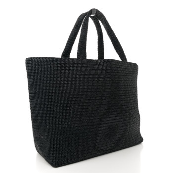 SAINT LAURENT Raffia Logo Tote Black