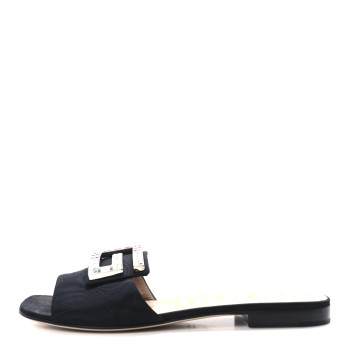 GUCCI Malaga Kid Suede Crystal Square G Madelyn Slide Sandals 38 Black