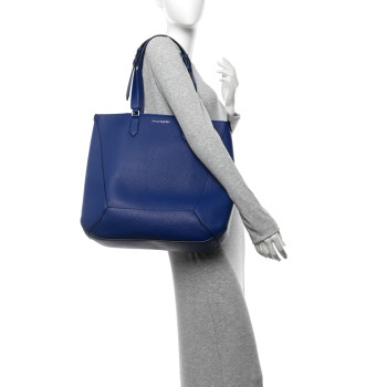 ALEXANDER MCQUEEN Grained Calfskin Medium Edge Tote Blue