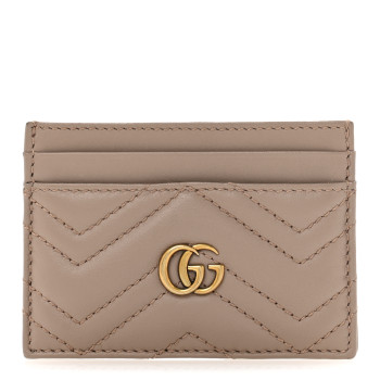 GUCCI Calfskin Matelasse GG Marmont Card Holder Porcelain Rose