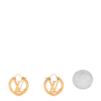 LOUIS VUITTON Metal Small Louise Hoop Earrings Gold